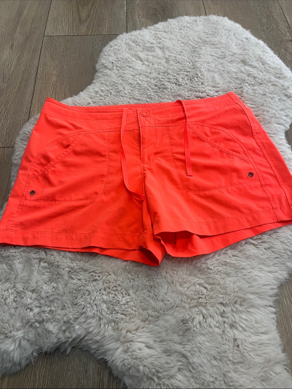 Athleta neon coral swim shorts 8